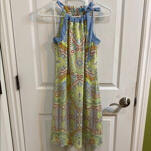 J. McLaughlin Halter Tie Sleeveless Dress Blue Green Women’s Size XS Summer
